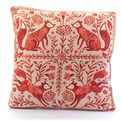 Red and White Folk Fox Cushion