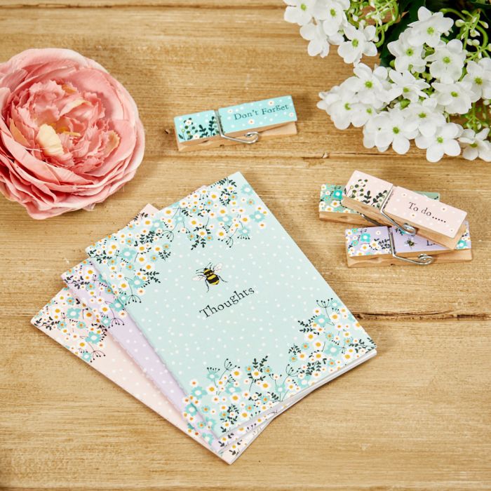 Floral Bee Pastel Notebooks - Set of 3