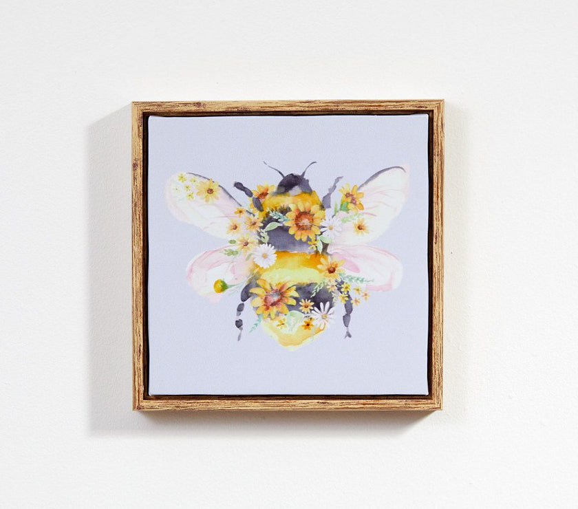 Framed Floral Bee Canvas