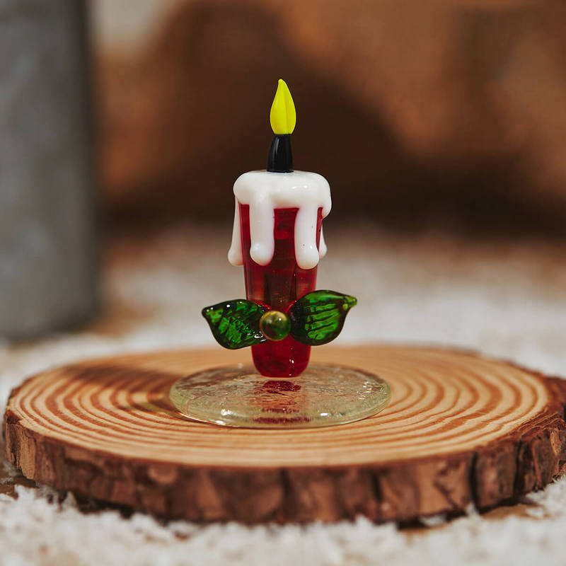 Glass Christmas Candle Ornament - Holly