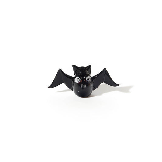 Cute black glass bat ornament with googly eyes for Halloween decoration