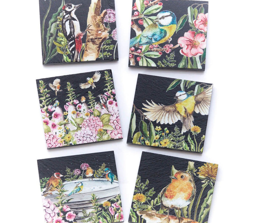 Garden Bird Slate Coaster - Set of 6