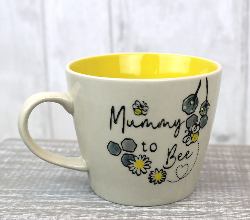 Mummy To Bee Mug – Cream Ceramic with Grey Honeycomb