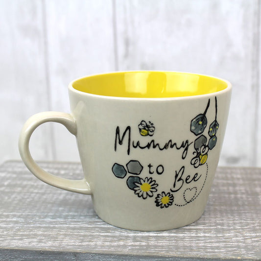 Mummy To Bee Mug – Cream Ceramic with Grey Honeycomb