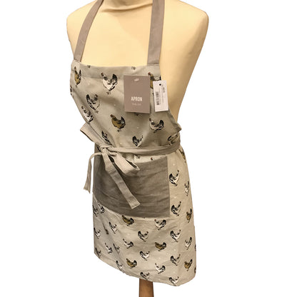 Chicken Motif Grey Kitchen Apron 100% Cotton