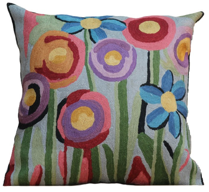 Embroidered Floral Cushion