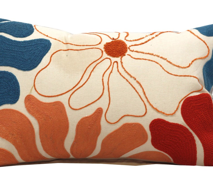 Embroidered Groovy Flower Cushion