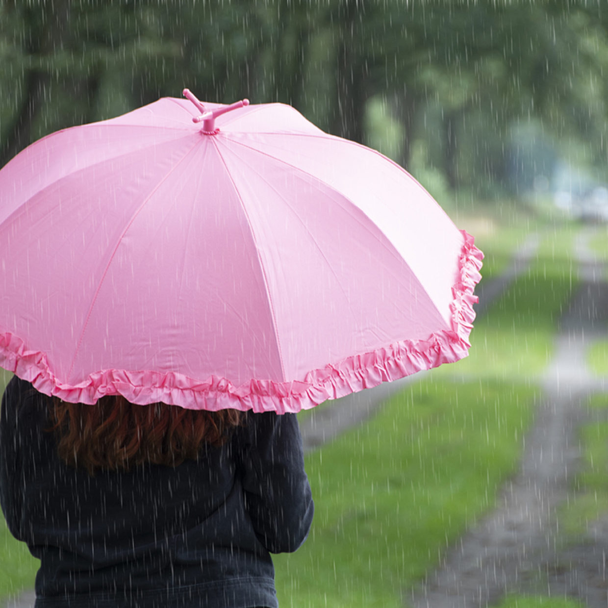 Pink Flamingo Umbrella with Ruffles