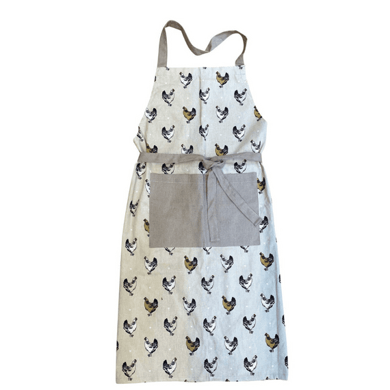 Chicken Motif Grey Kitchen Apron 100% Cotton