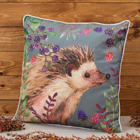 Autumn Berry Hedgehog Cushion – Dark Green