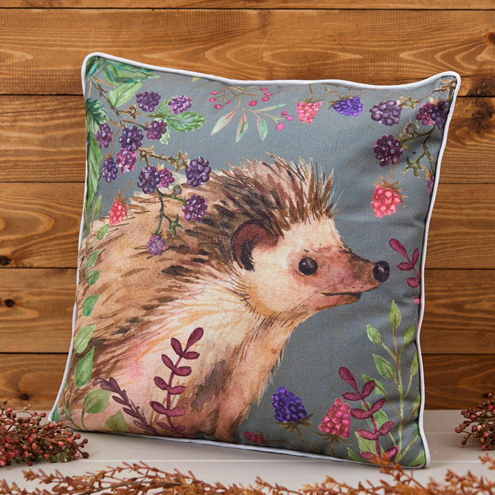 Autumn Berry Hedgehog Cushion Dark Green