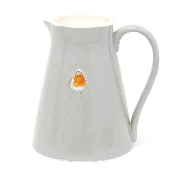 Robin Embossed Ceramic Serving Jug Flower Vase