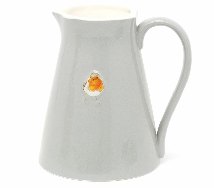 Robin Embossed Ceramic Serving Jug Flower Vase