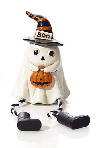 Halloween Novelty Shelf Sitters – Assorted Designs with Black & White Striped Legs