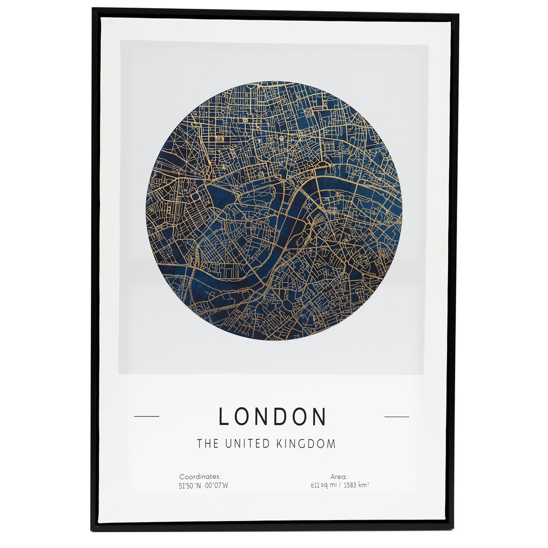 Map of London Framed Foil on Canvas